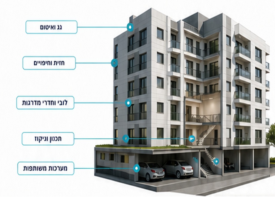 מה בודקים ברכוש המשותף: גג, חזית, לובי, חניון ומערכות